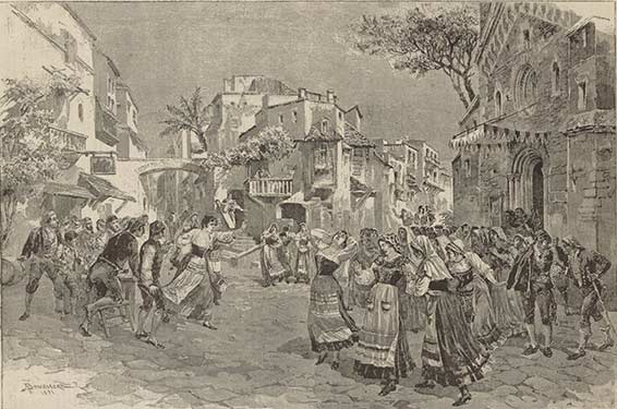Cavalleria Rusticana, Finale, « Hanno Ammazzato compare Turiddu ! », représentation au Teatro alla Scala, par Antonio Bonamore , 1891.