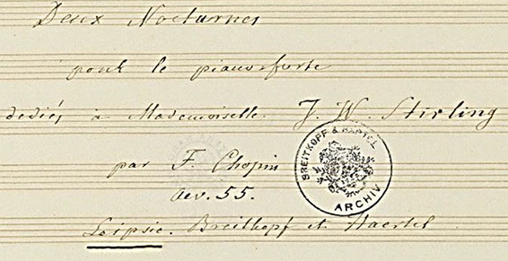 Manuscrit original de l'opus 55 de Frédéric Chopin.