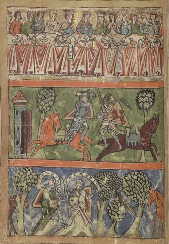 Wolfram von Eschenbach, Parzifal, Bayerische Staatsbibliothek, ms. Cgm 19, fol. 49v, vers 1240.