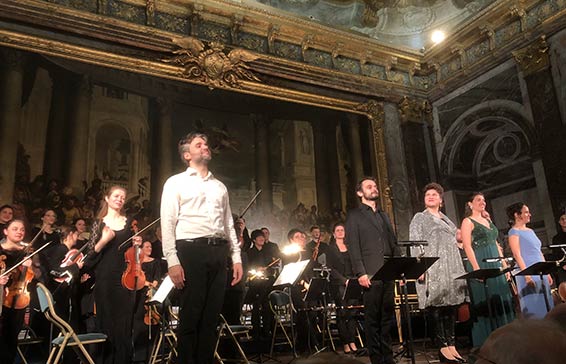Reinoud van Mechelen, Philippe Estèphe, Ema Nikolovska, Gwendoline Blondeel, a nocte temporis , le chœur de chambre de Namur, Versailles, 2 décembre 2024. Photographie © musicologie.org.