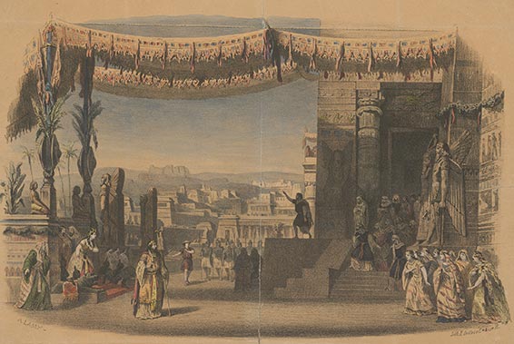 Giuseppe Verdin Aïda, premier acte, 2e tableau, lithographie coloriée, s.d., Theatermuseum, Wien.