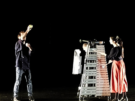 Le vibraphone vertical à Caen, Denis Fargeton et Hsin Hsuan Wu. Photographie © Patricia Segretinat.