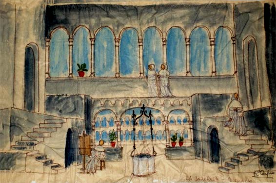Scénographie de La Dolorosa par Roberto Carpio, Teatro Lara, Madrid, 1975.