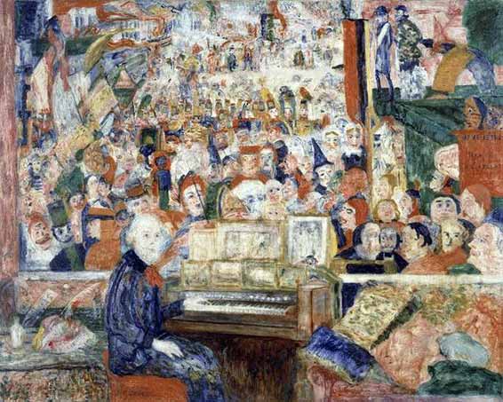 James Ensor et son harmonium, 1933.