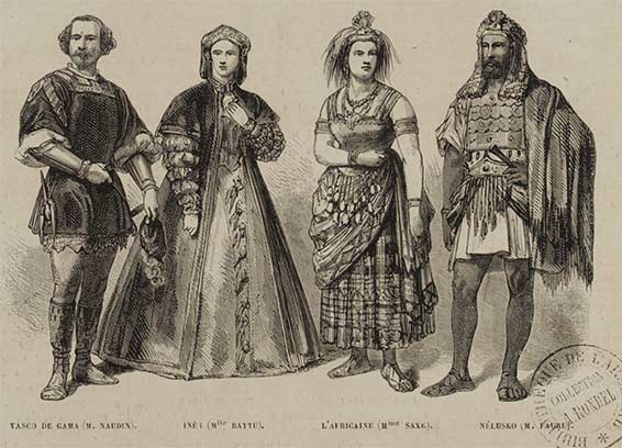 L'Africaine, opéra de Meyerbeer, les personnages principaux, illustrations de presse de 1865.