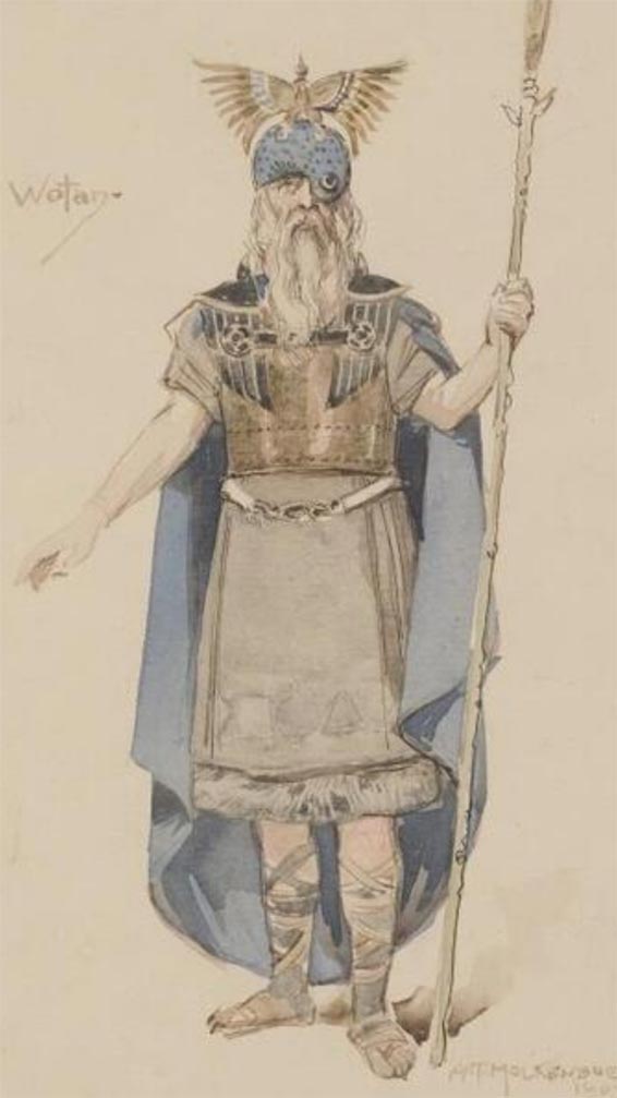 Esquisse de costume pur le rôle de Wotan, par Antoon Molkenboer, 1903.