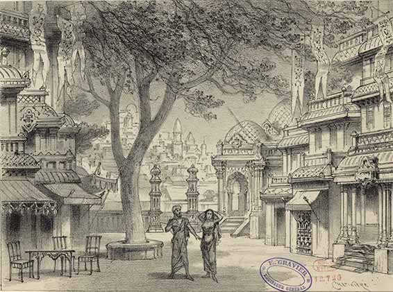 Léo Delibes, Lakmé, Théâtre de l'opéra comique, 14 avril 1883, lithographie d'Antonin-Marie Chatinière, 1883.