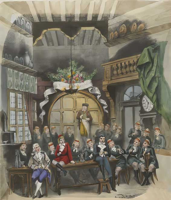 Les Contes d'Hoffmann, Gravure colorée (certainement de Louis Ausbourg pour les éditions Choudens), 1881.