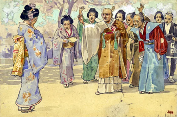 Madamae Butterfly : L'oncle Bonzo répudie Cio-cio-san, Leopoldo Metlicovitz, 1904.