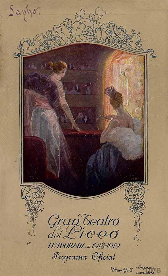 Gran Teatro del Liceo de Barcelone, Sapho, couverture du programme du 19 février 1919.