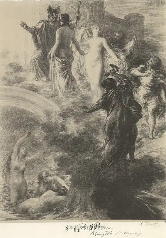 Finale du Rheingold, 1877, lithographie d'Henri Fantin-Latour (1836-1904).