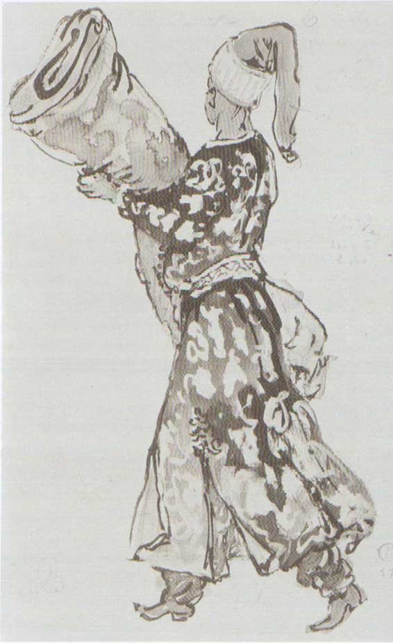 Costume pour le Coq d’or (dessin de A. Benois) - Paris, Bibliothèque de l’Opéra.